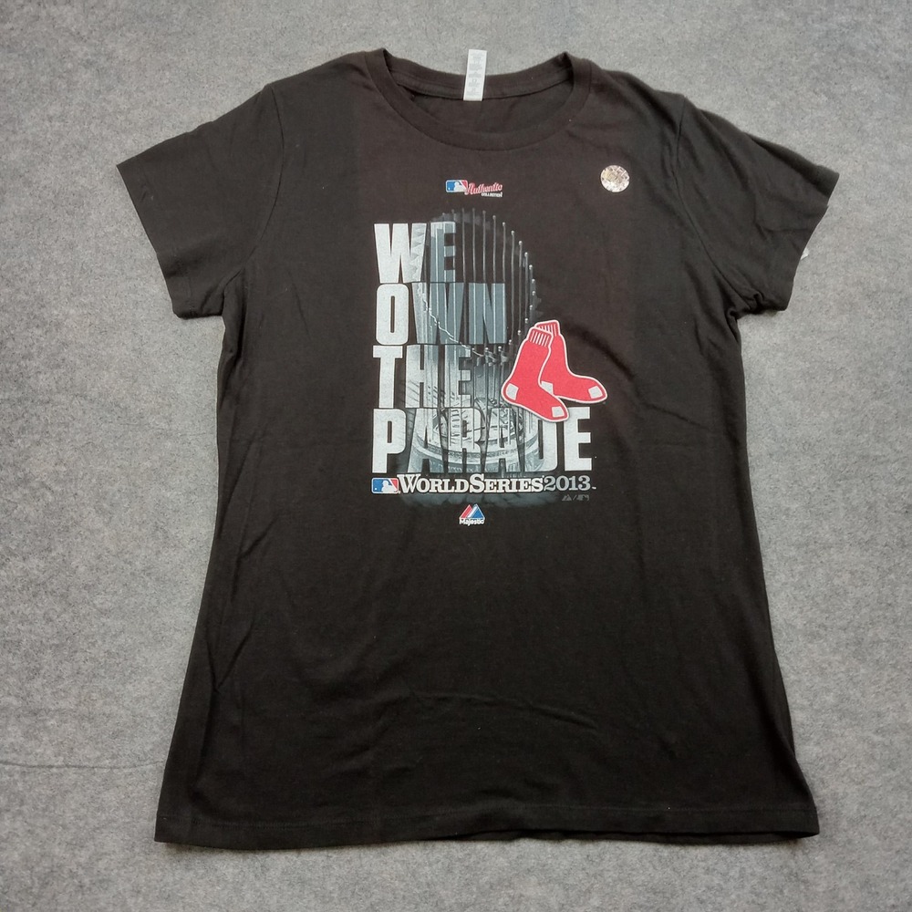 Boston Red Sox Shirt Womens Large Black MLB Baseball World Series‎ 2013 Parade